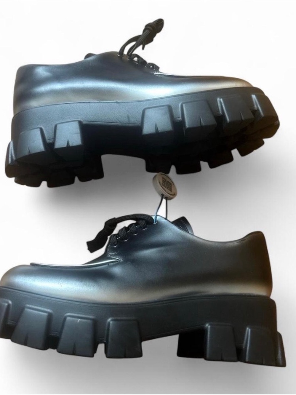 Prada Men's Black Leather Chunky Derby Shoes - Picture 4 of 8